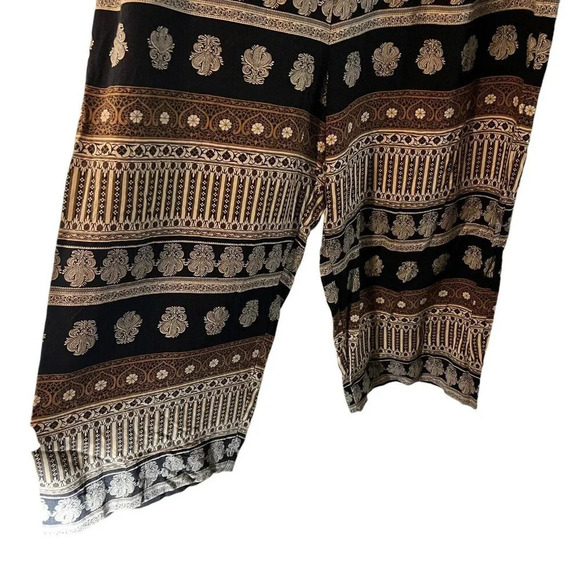 Womens Boho Pants Plus Size 20 Baggy Loose Thin Black Brown White Patterned - Picture 3 of 4